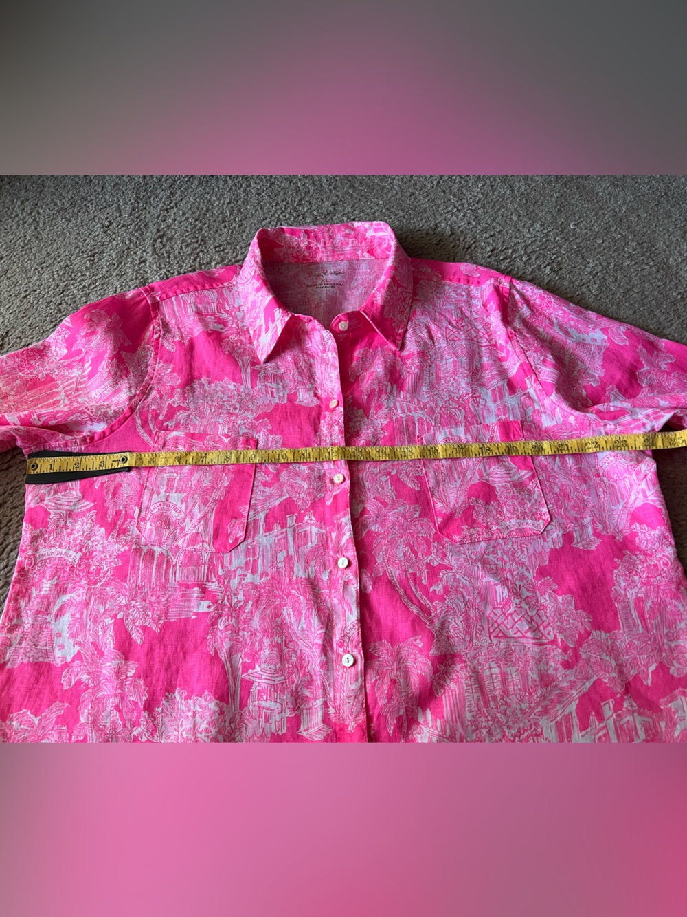 Lilly Pulitzer Sea View Linen Button Down Shirt Size XL in Roxie Pink - Picture 10 of 13